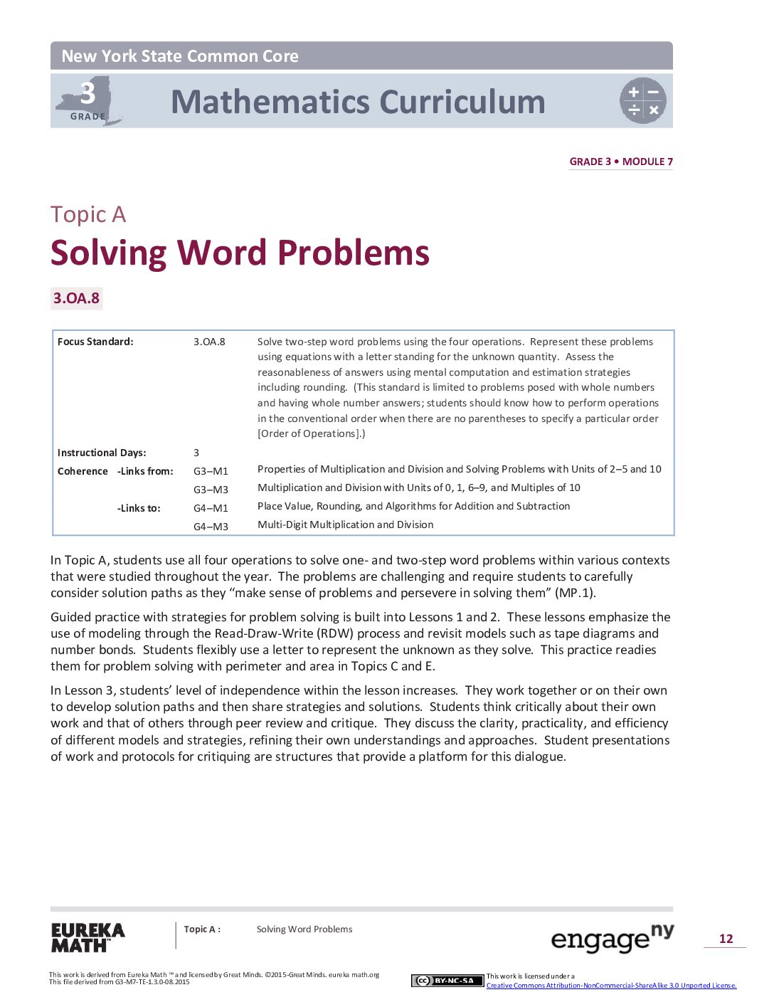 Math G3 M7 Topic A Overview