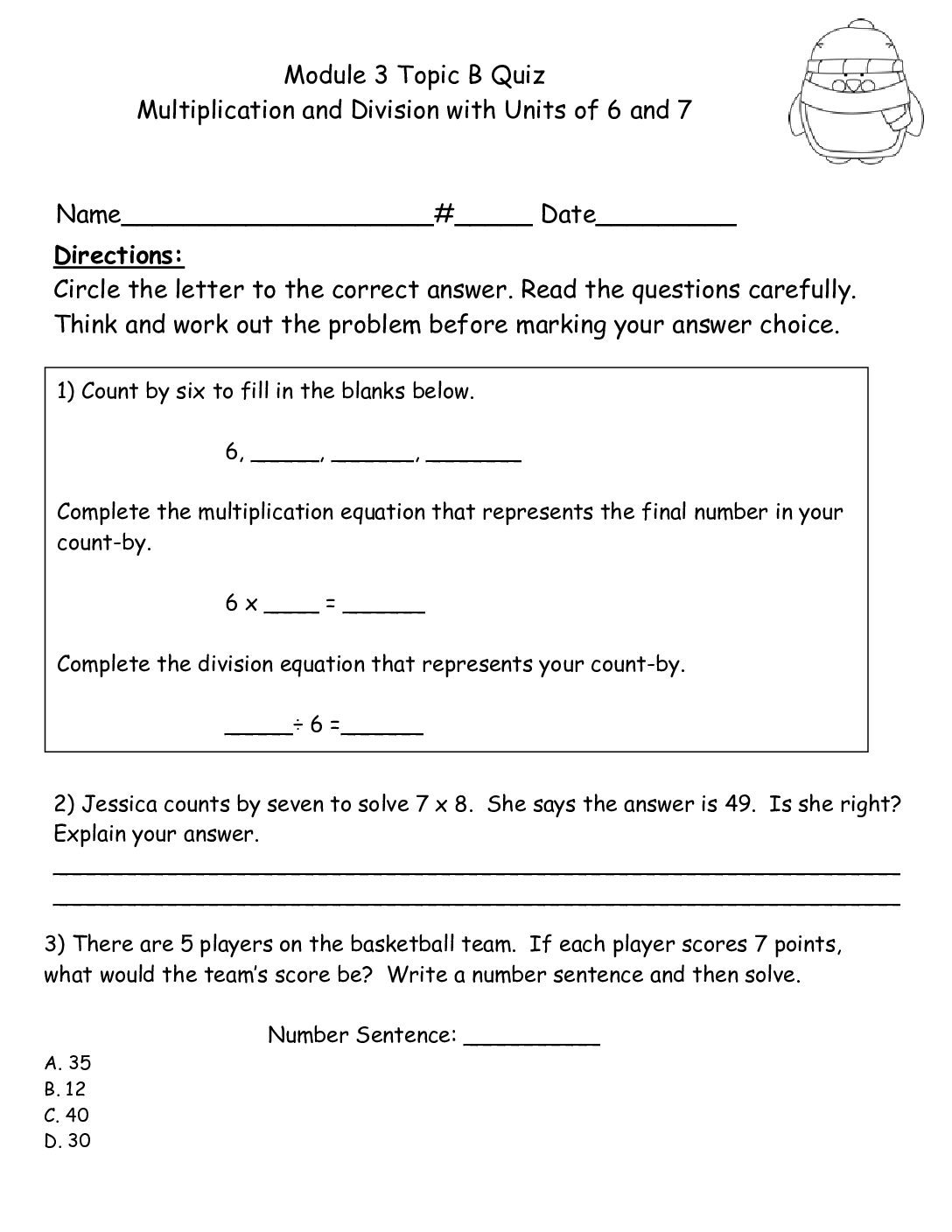 Module 3 Topic B Quiz
