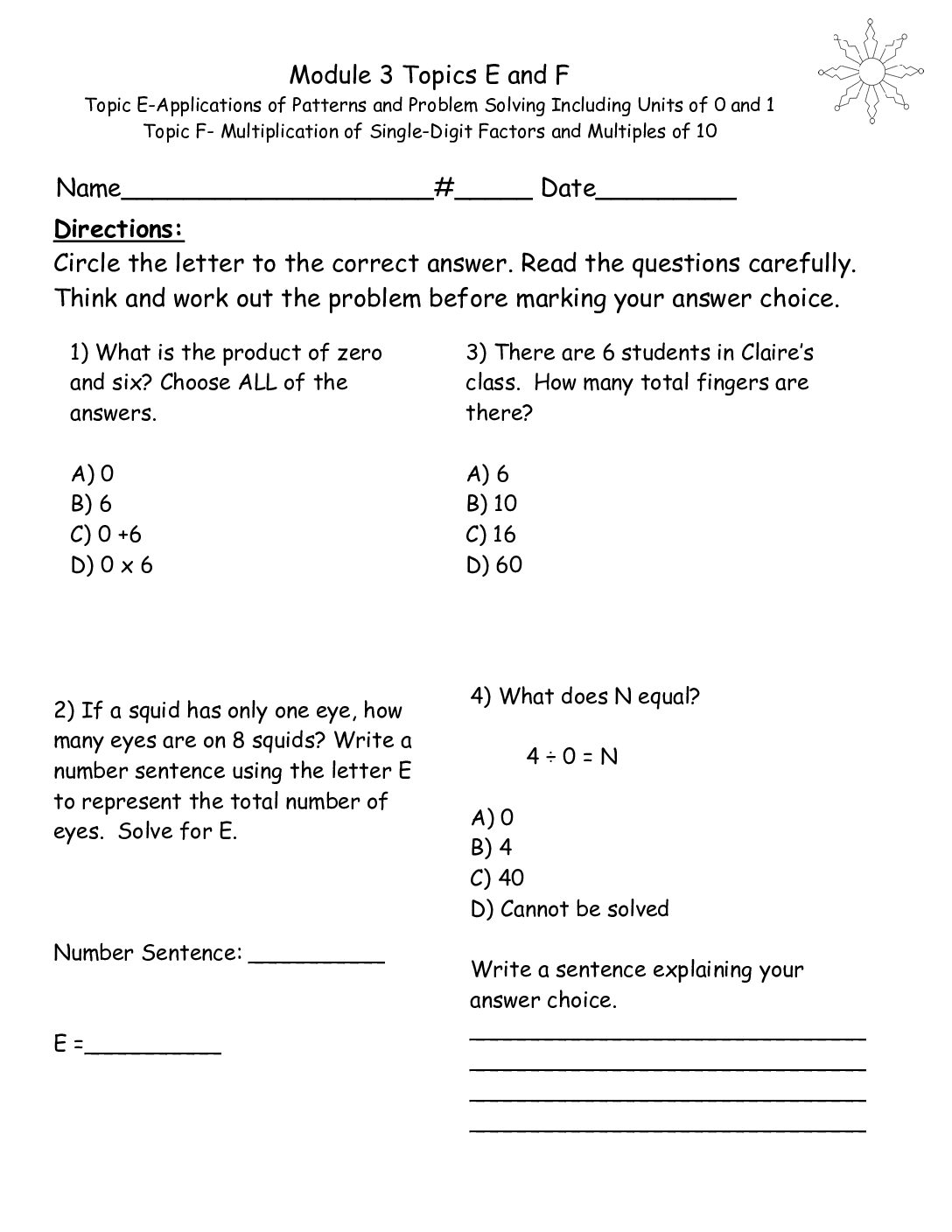 Module 3 Topic E And F Quiz