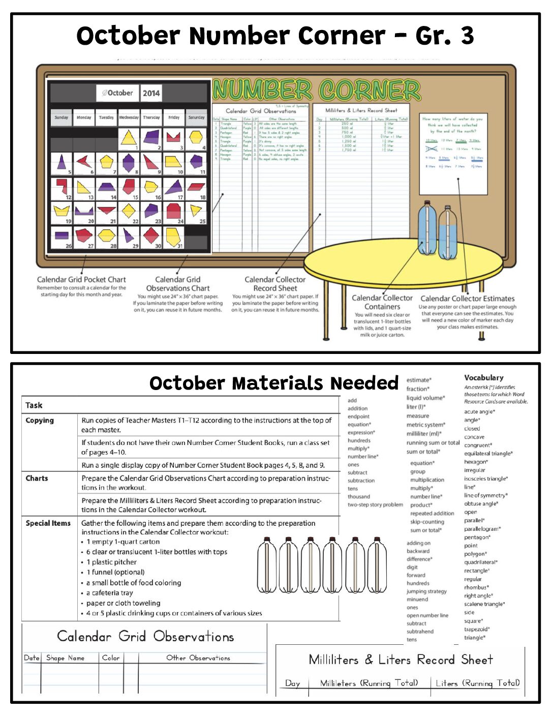 October Number Corner Cheat Sheet- 3Rd Grade