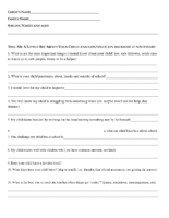 Parent Questionaire Before Beginning Of School