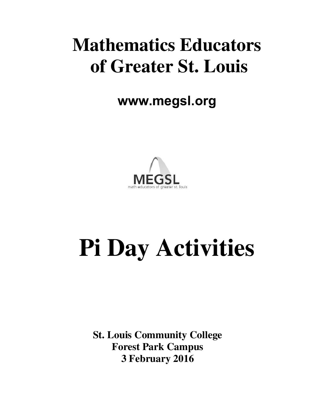 Pi Day Booklet 2016 Pdf