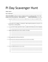 Pi Day Scavenger Hunt 2019