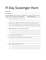 Pi Day Scavenger Hunt