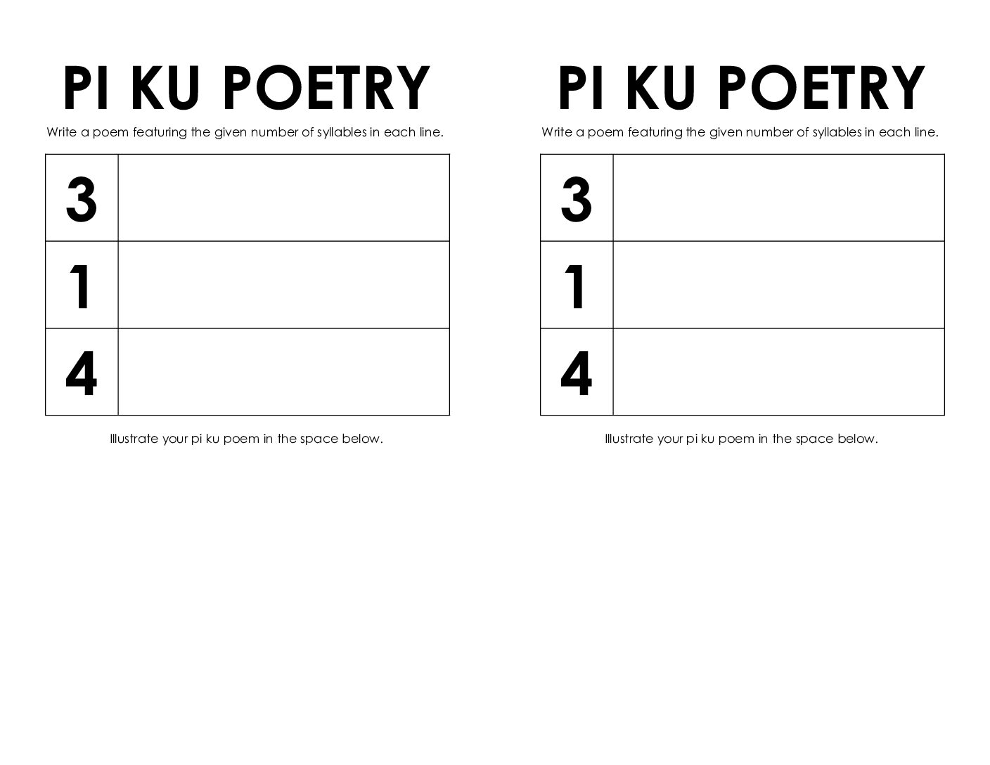 Pi Ku Poetry Template