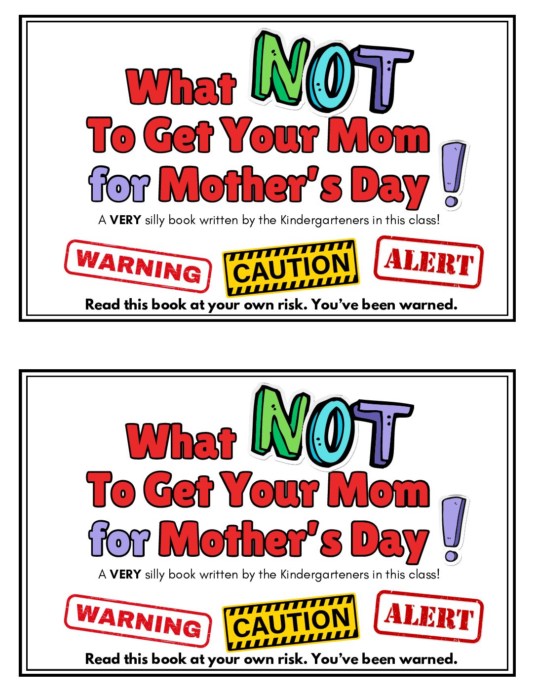 Revısed What Not To Get Your Mom For Mother’s Day! Full Or Half Page