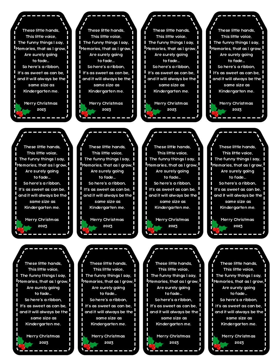 Ribbon Ornament Poem Tag