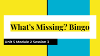 Session 3 What S Missing Bingo