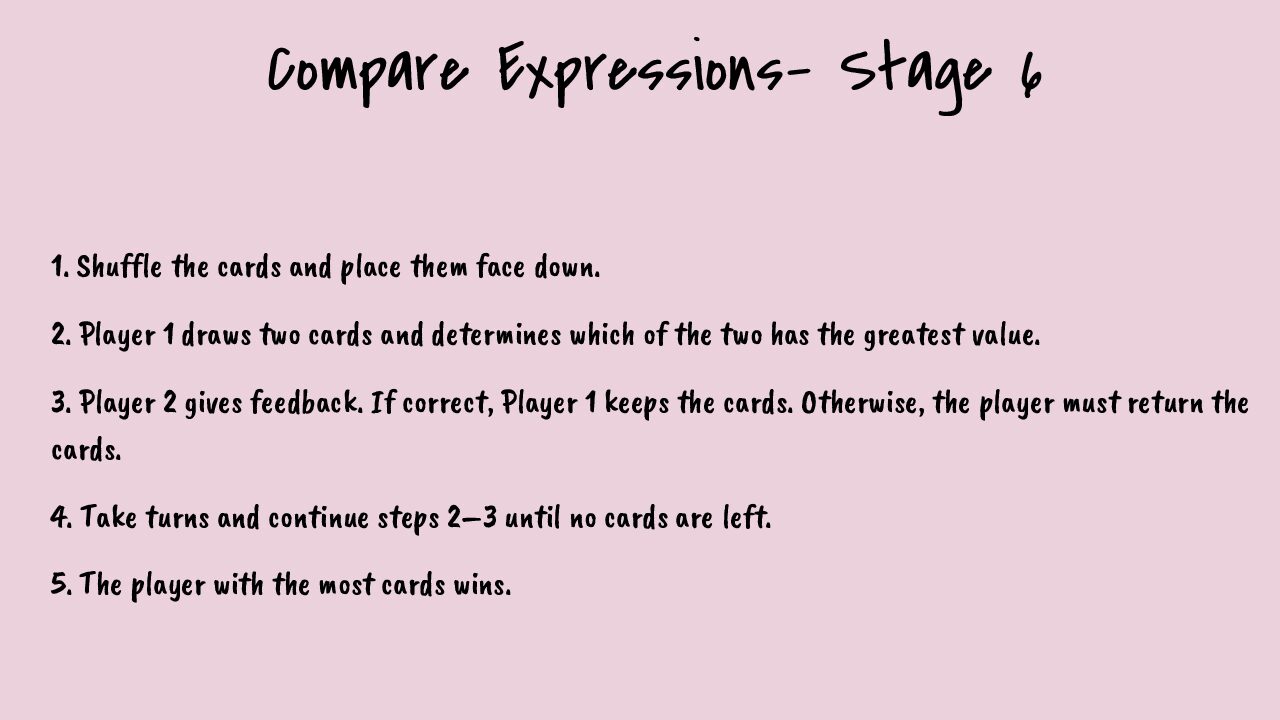 Unit 3 Compare Expressions Stage 6 Center