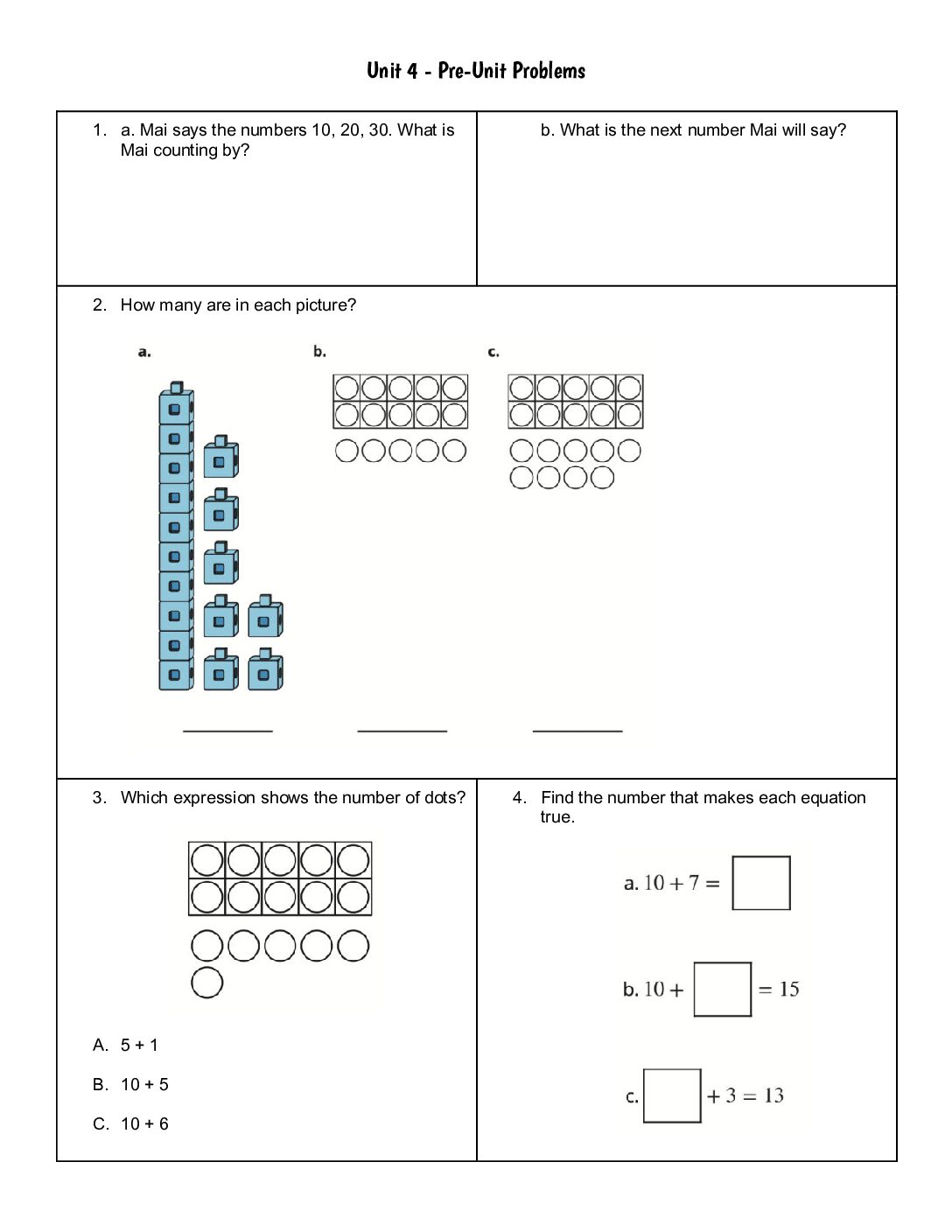 Unit 4 Pre Unit Practice Problems