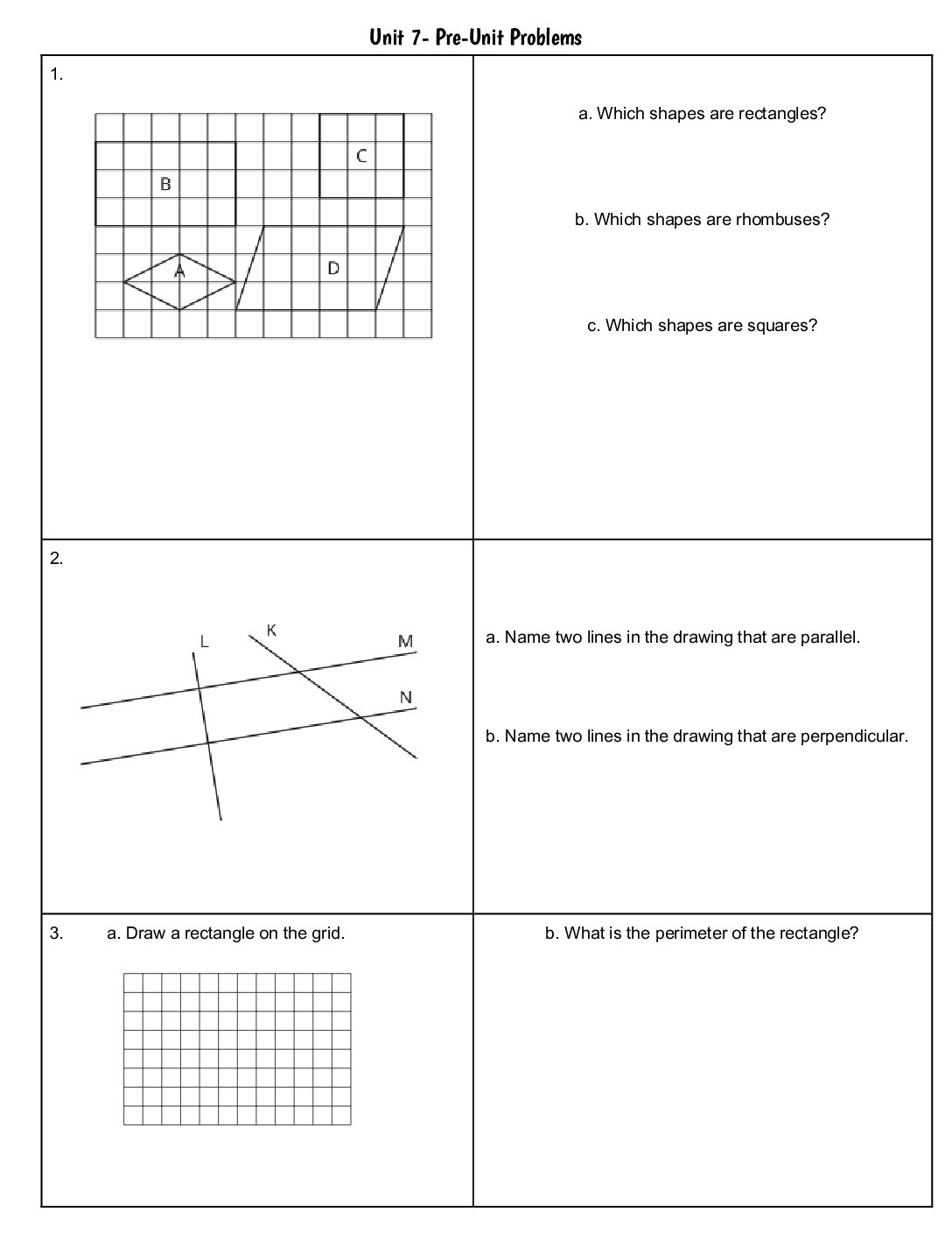 Unit 7 Pre Unit Practice Problems