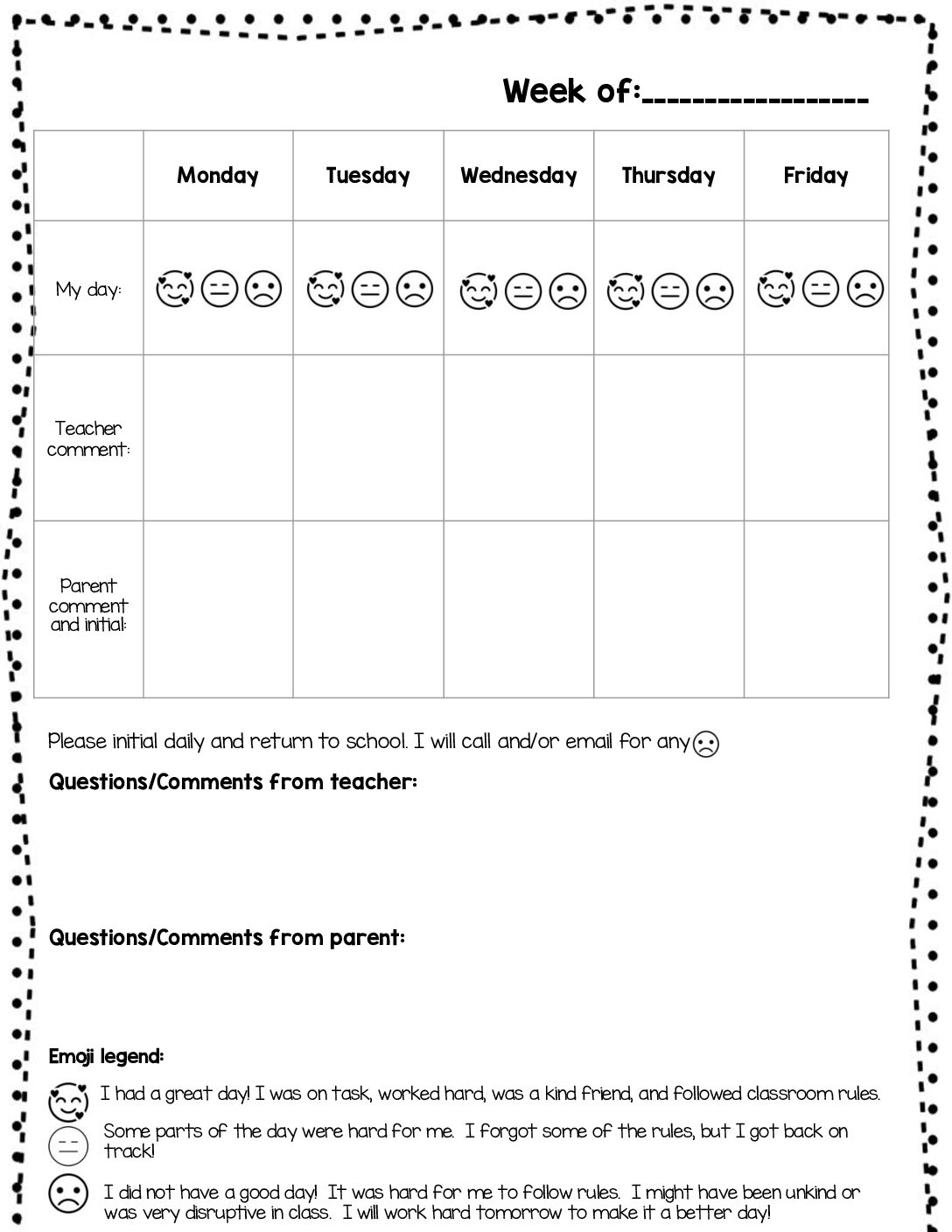 Weekly Behavior