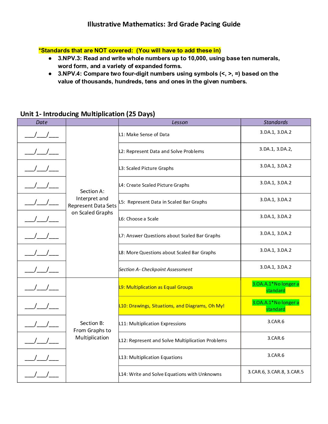 3Rd Grade Im Revised 2023 Pacing Guide
