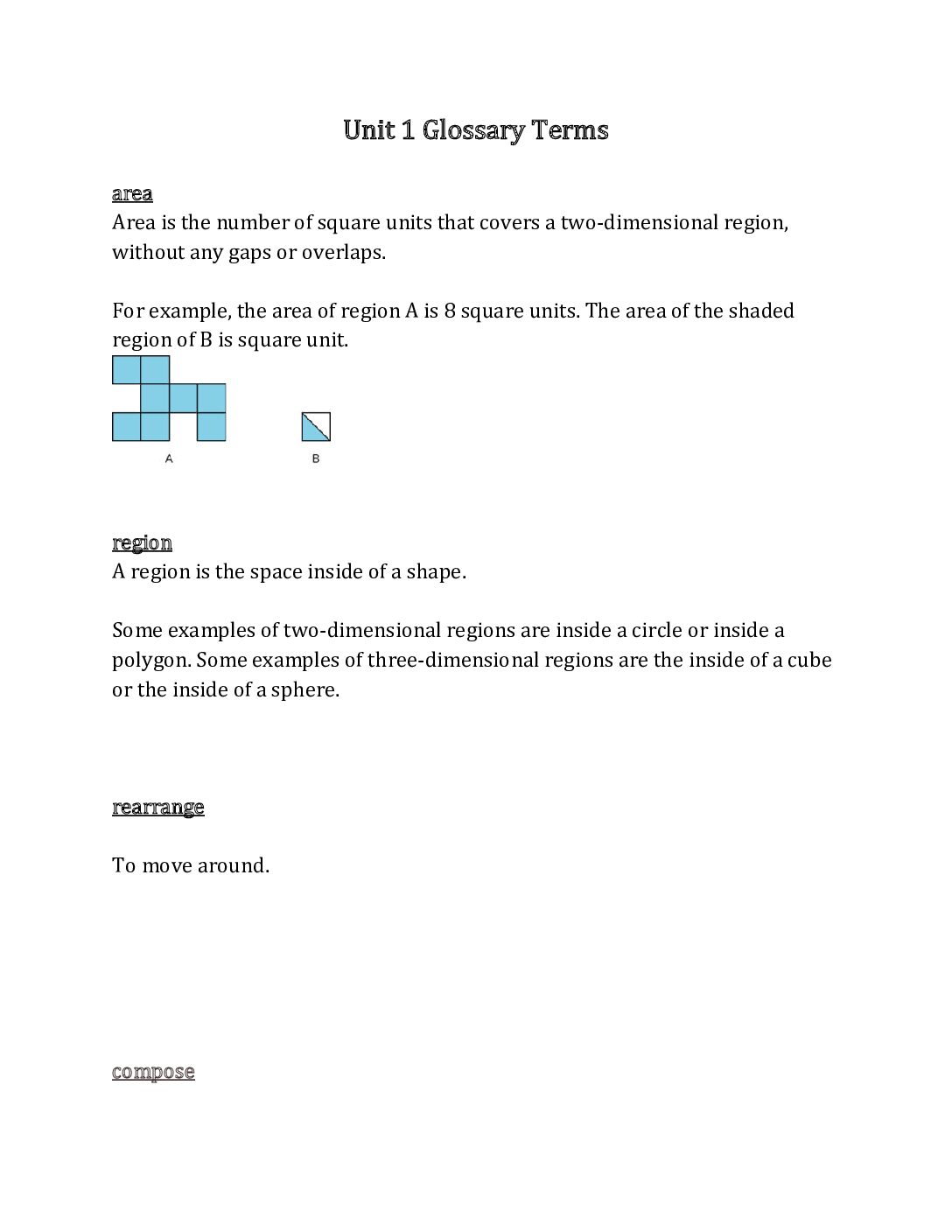 6Th Grade Unit 1 Glossary Terms