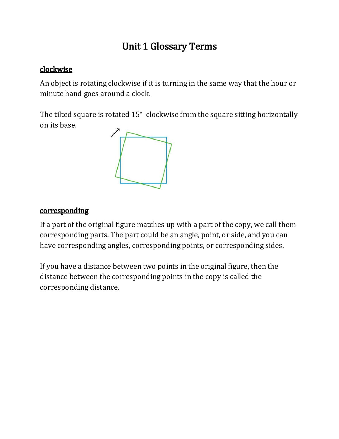 8Th Grade Unit 1 Glossary Terms