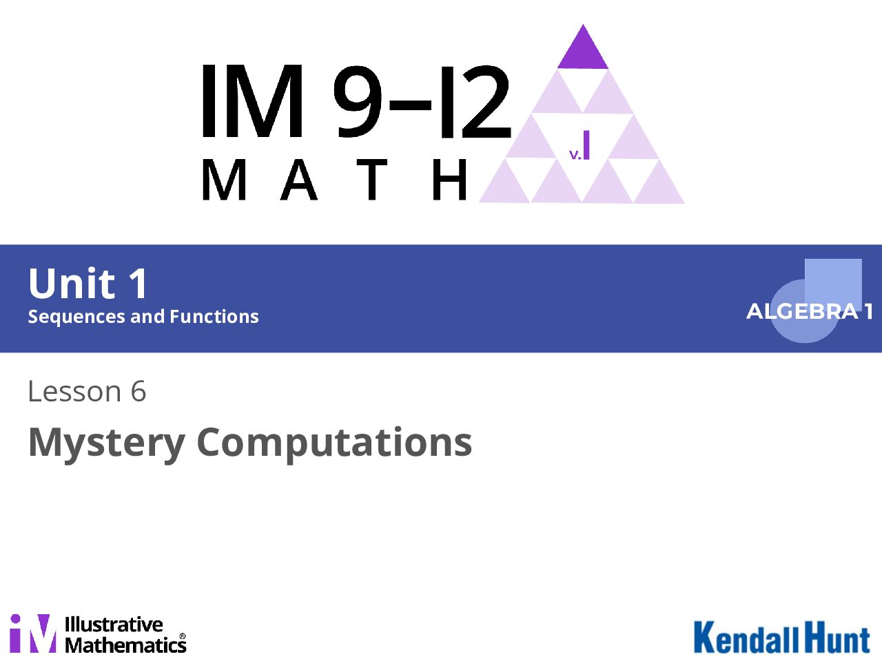 Algebra 1 Unit 1 Lesson 06