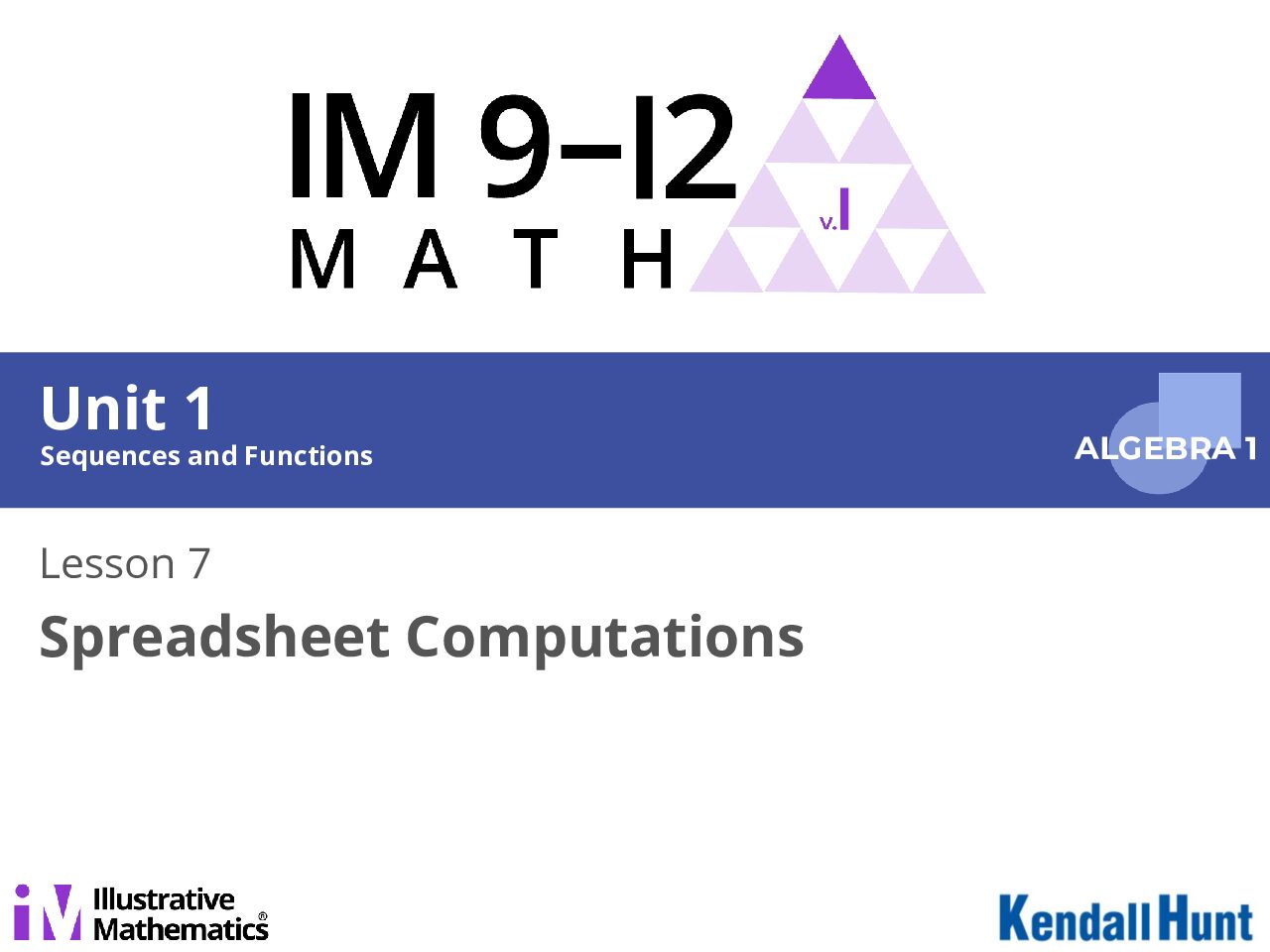 Algebra 1 Unit 1 Lesson 07