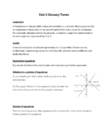 Algebra 1 Unit 2 Glossary Terms