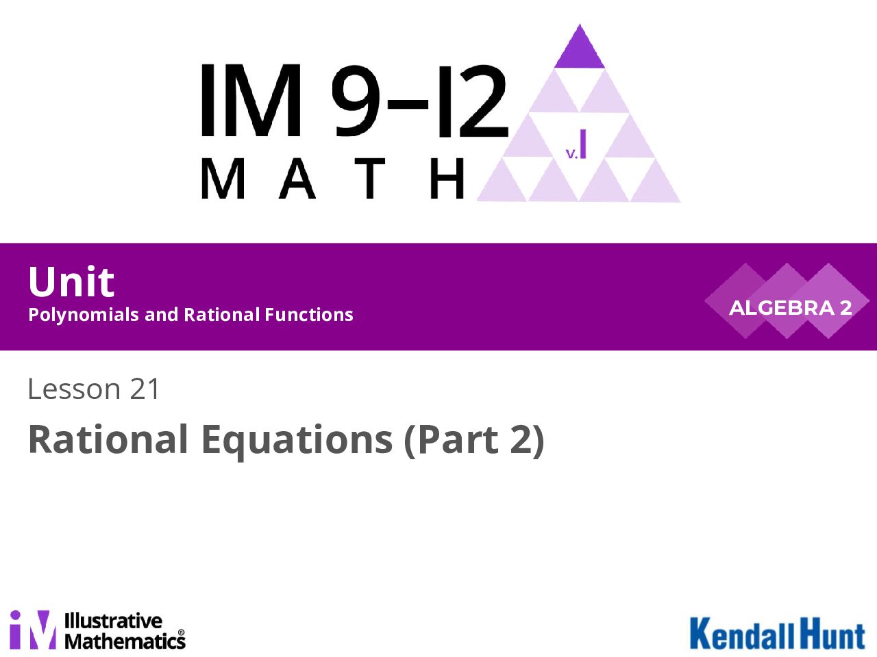 Algebra 2 Unit 2 Lesson 21