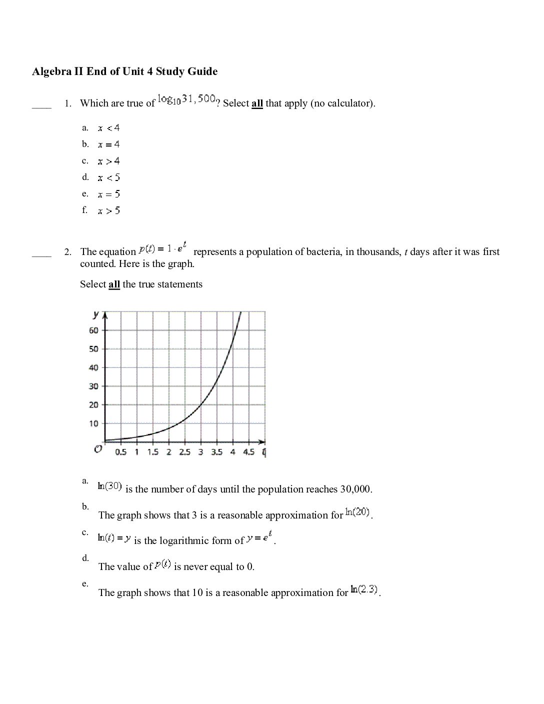 End Of Unit 4 Study Guide