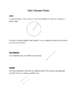 Geometry Unit 1 Glossary Terms