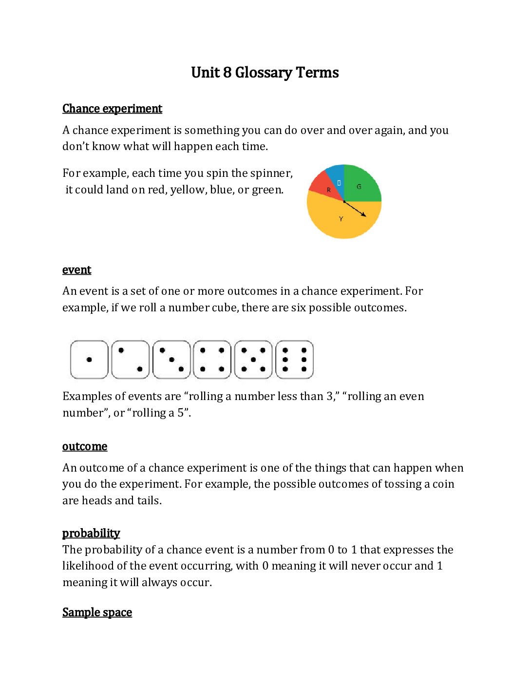 Geometry Unit 8 Glossary Terms