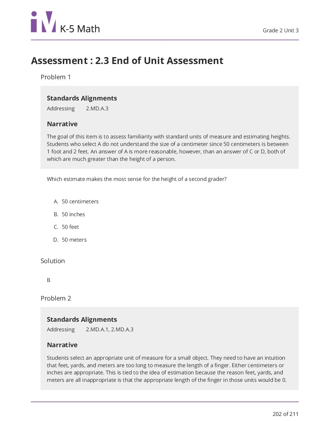 Grade 2 Unit 3 End Of Unit Assessment
