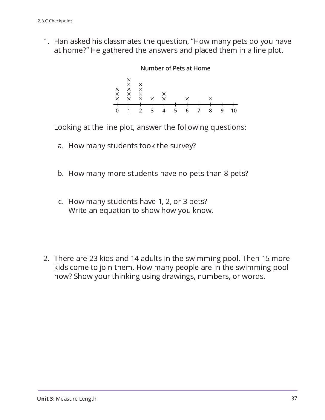 Grade 2 Unit 3 Section C Checkpoint
