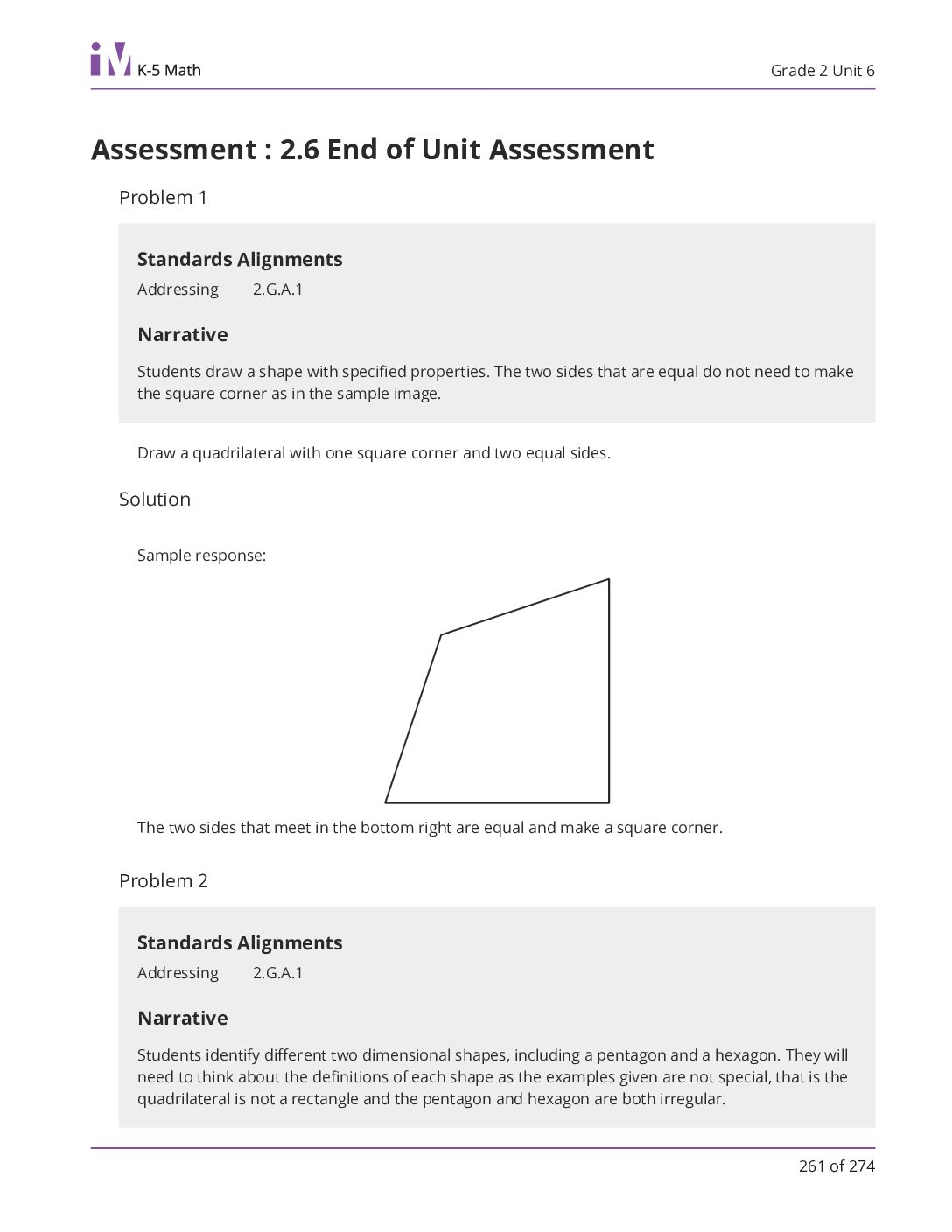 Grade 2 Unit 6 End Of Unit Assessment