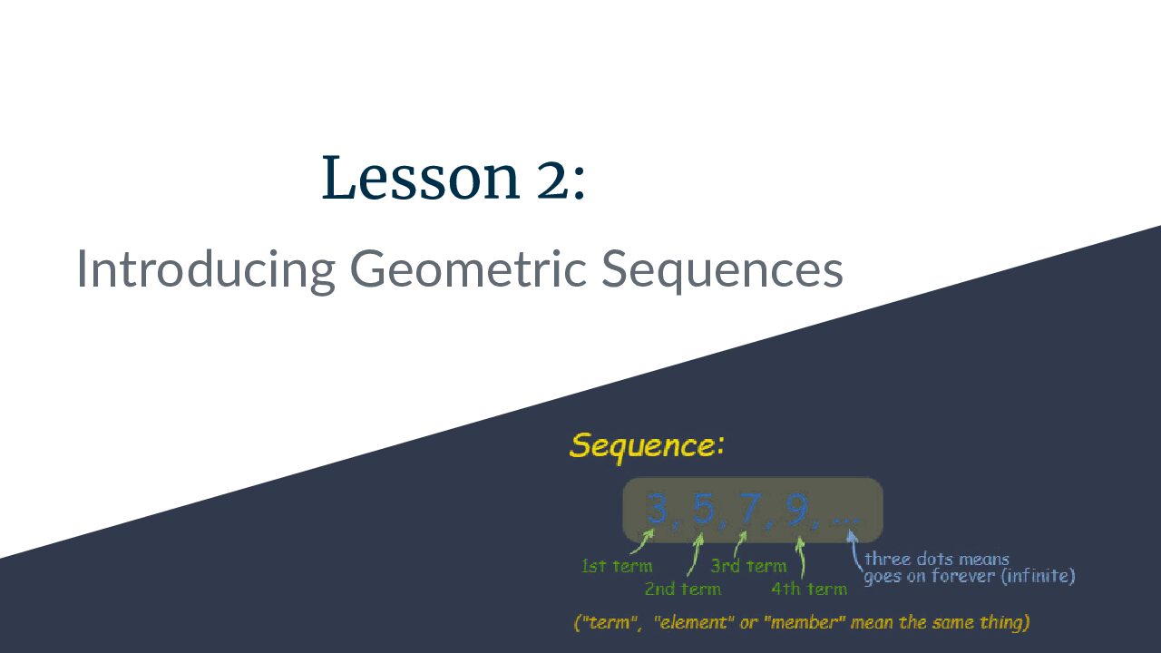 Lesson 2 Introducing Geometric Sequences