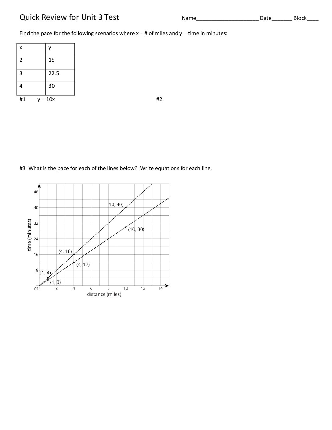 Quick Review For Unit 3 Test