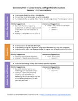 Section Level Planning Guide Geometry Unit 1