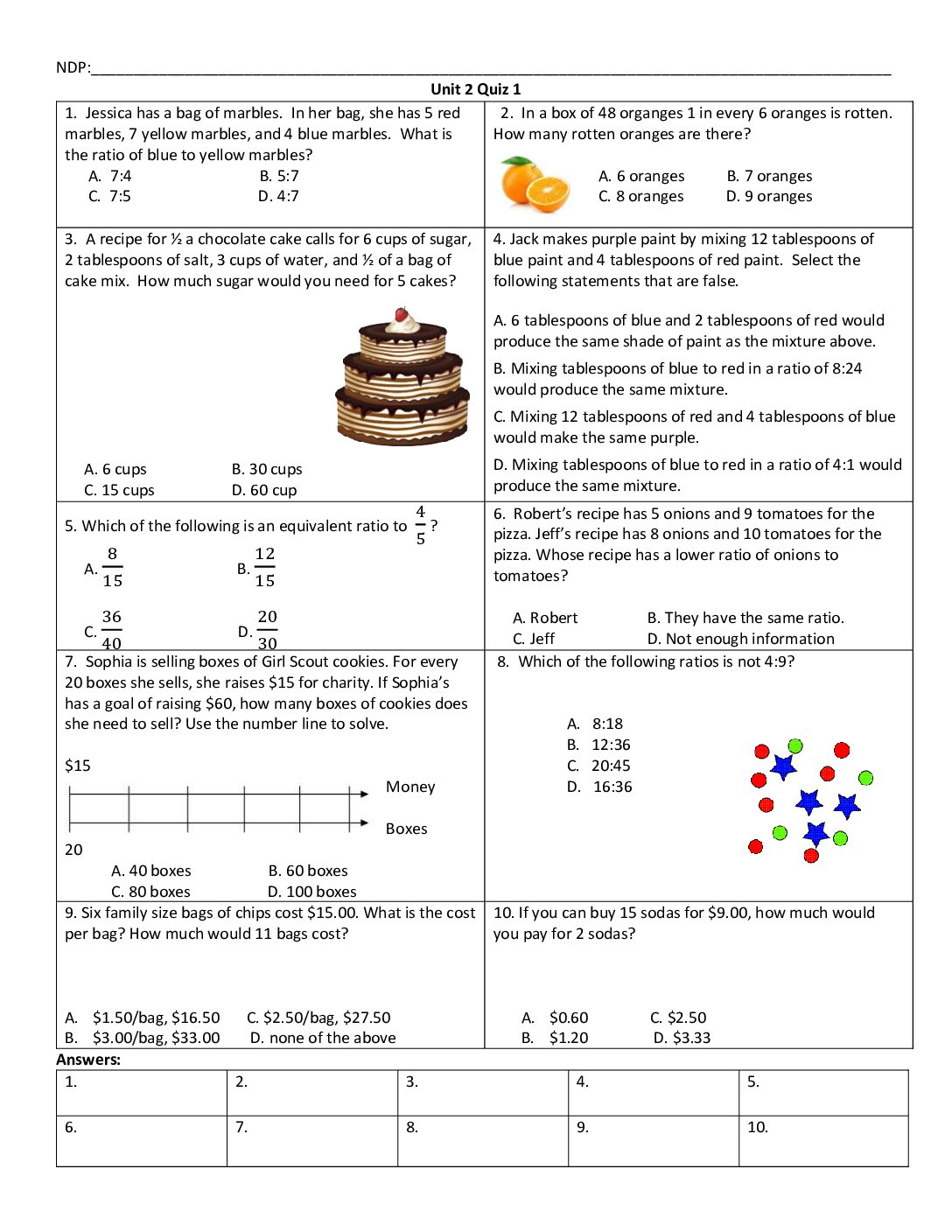 Unit 2 Quiz 1 On Lesson 1 7