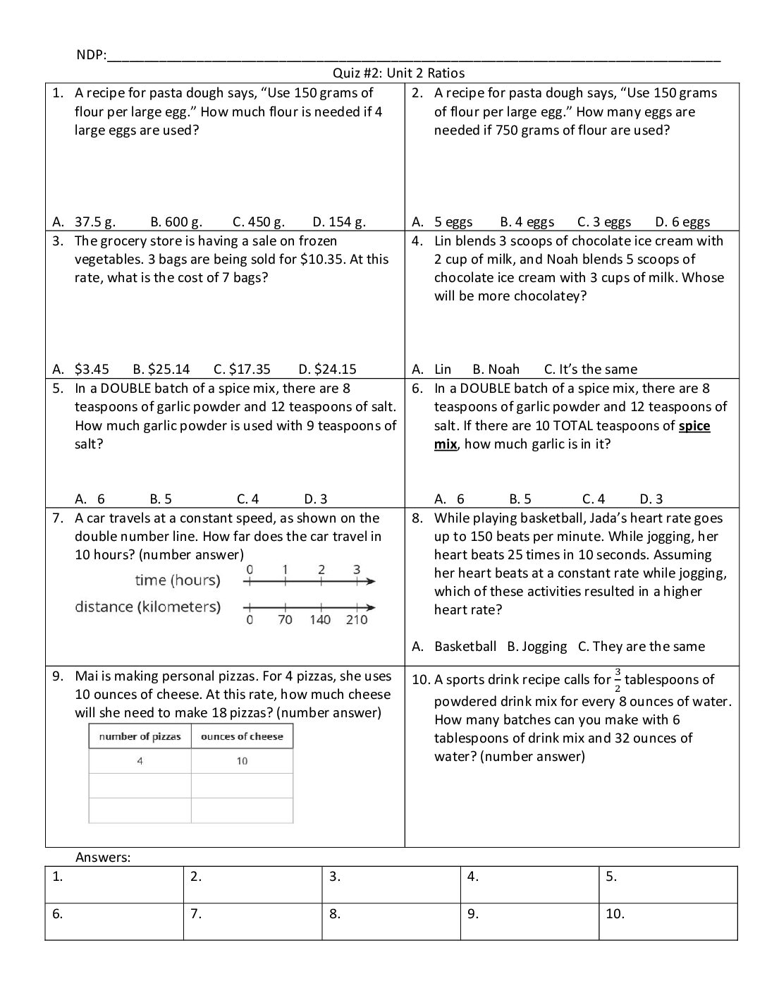 Unit 2 Quiz 2 On Lesson 9 13