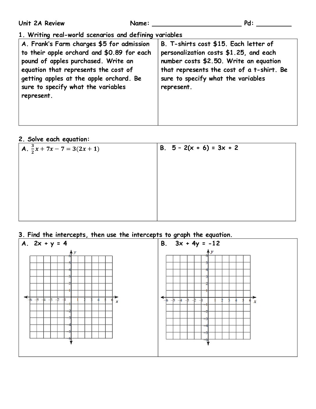 Unit 2A Alg Review