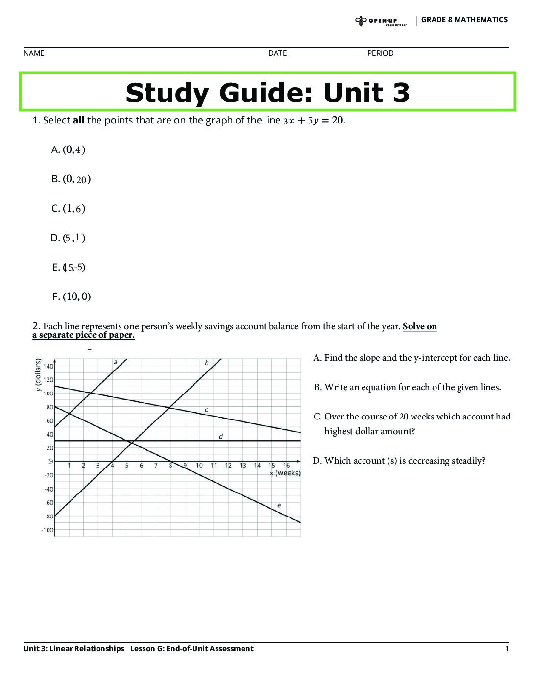 Unit 3 Im8 Study Guide
