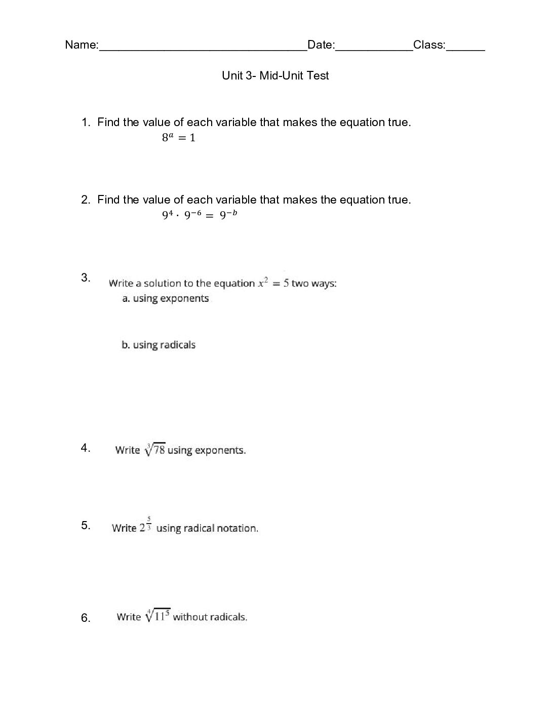 Unit 3 Mid Unit Quiz