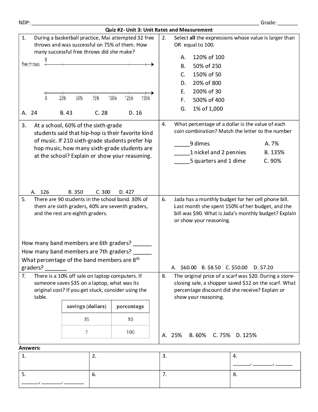 Unit 3 Quiz 2 On Lesson 10 14