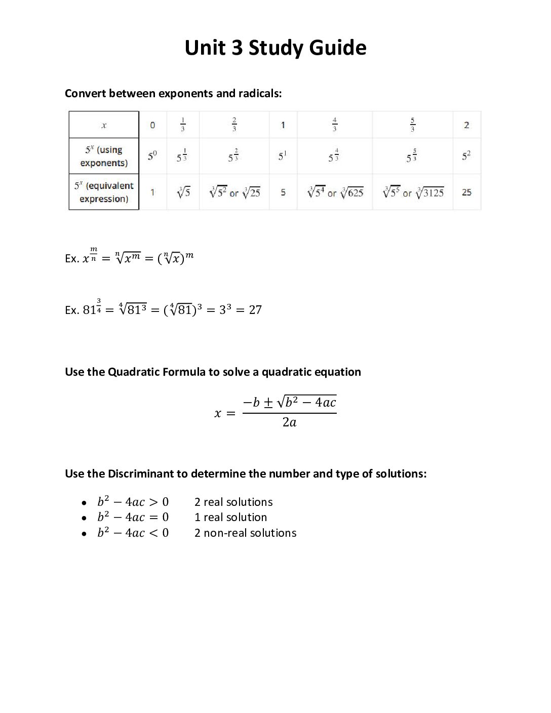 Unit 3 Study Guide