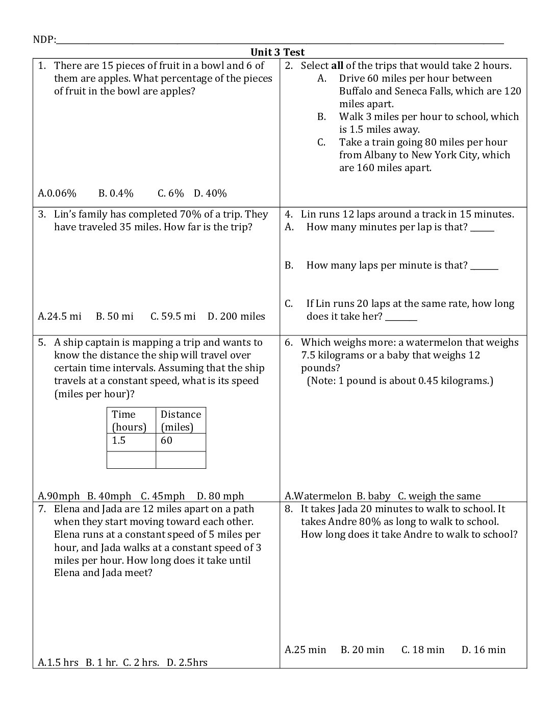 Unit 3 Test