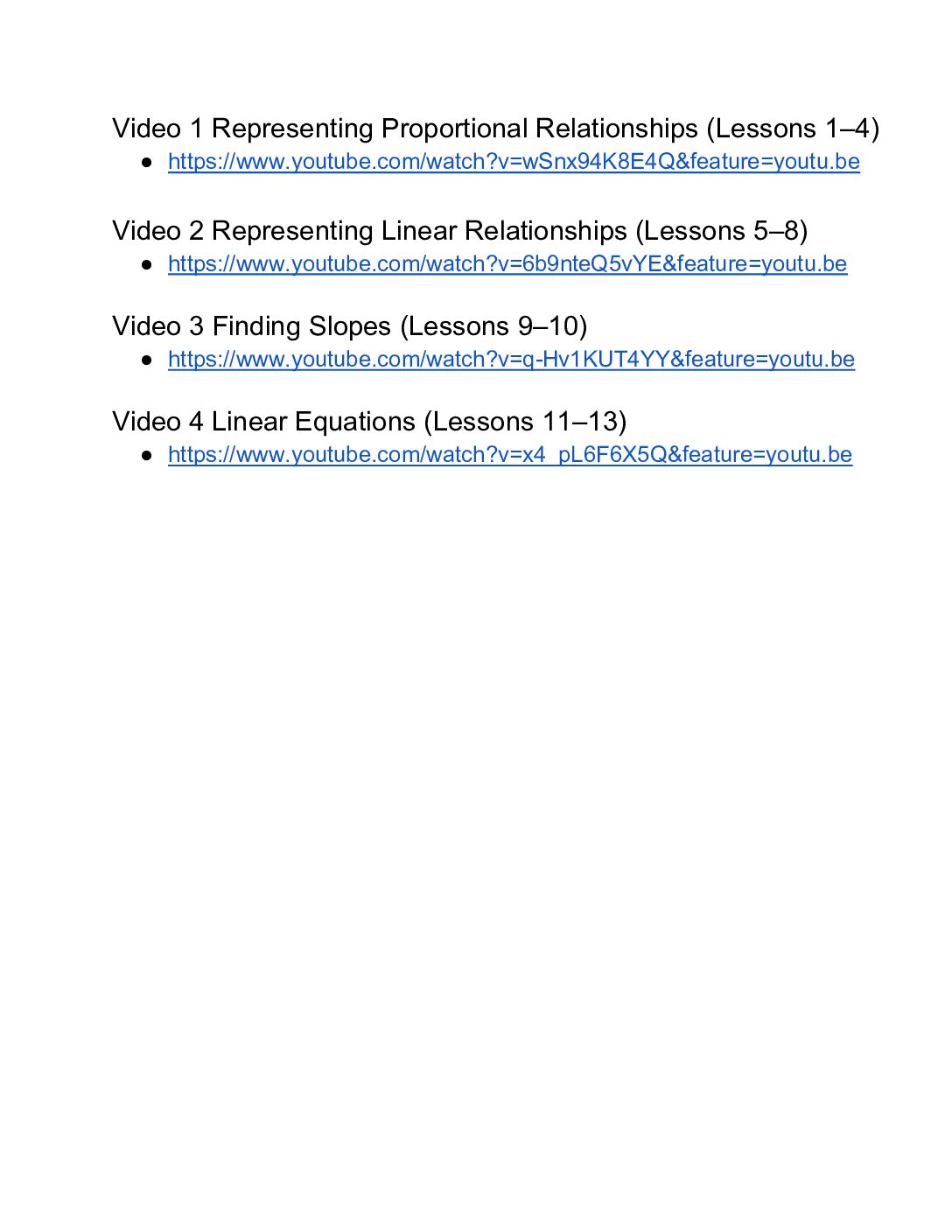 Unit 3 Video Summaries