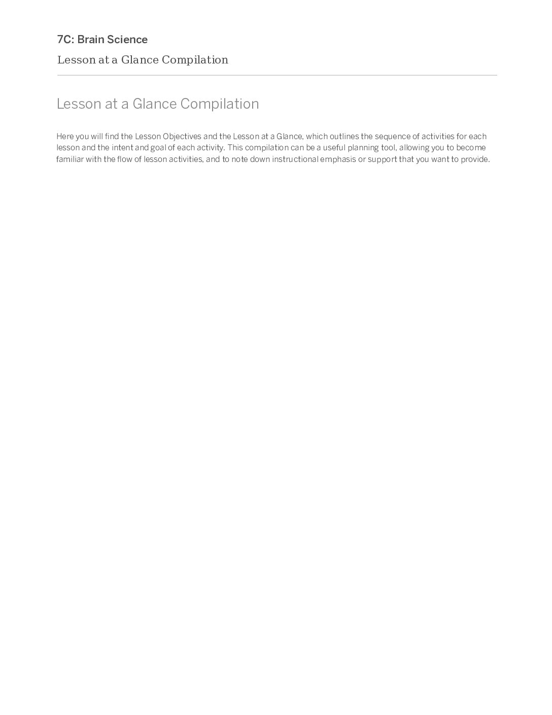 7C Brain Science Lesson At A Glance Compilation