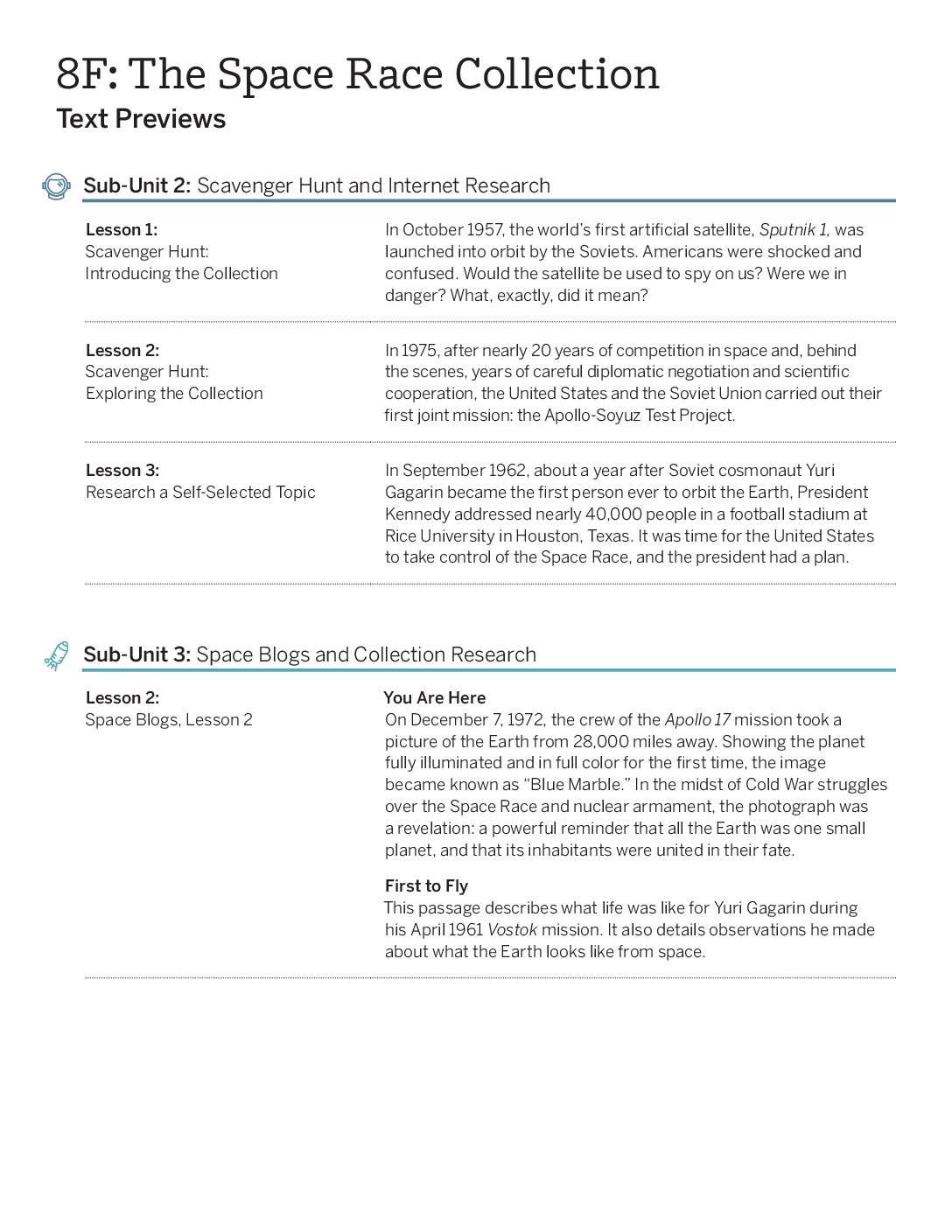 8F The Space Race Collection Text Previews