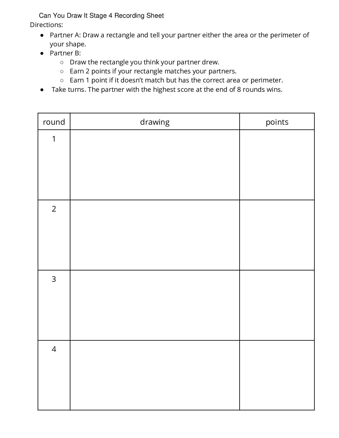 Center Can You Draw İt 1 5 Stage 4 Area And Perimeter Can You Draw İt Stage 4 Recording Sheet