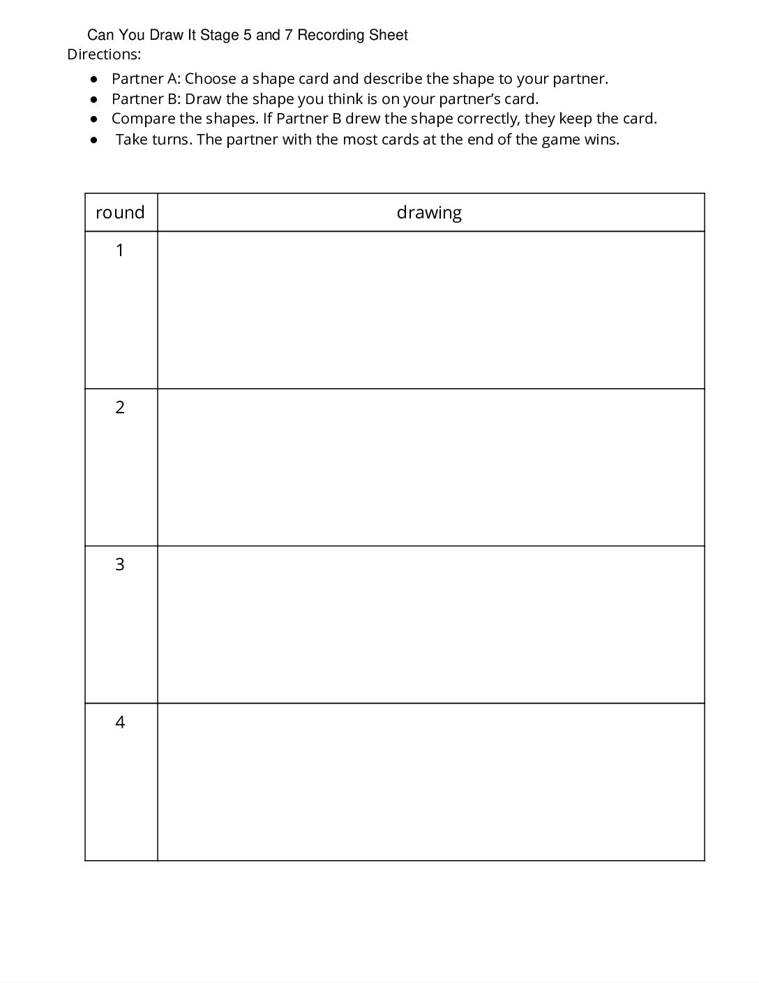 Center Can You Draw İt 1 5 Stage 5 Grade 4 Shapes Can You Draw İt Stage 5 And 7 Recording Sheet