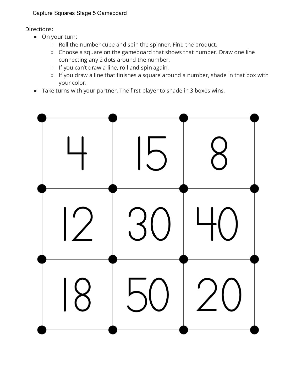 Center-Capture-Squares-1-3-Stage-5-Multiply-With-2-5-And-10-Capture-Squares-Stage-5-Gameboard