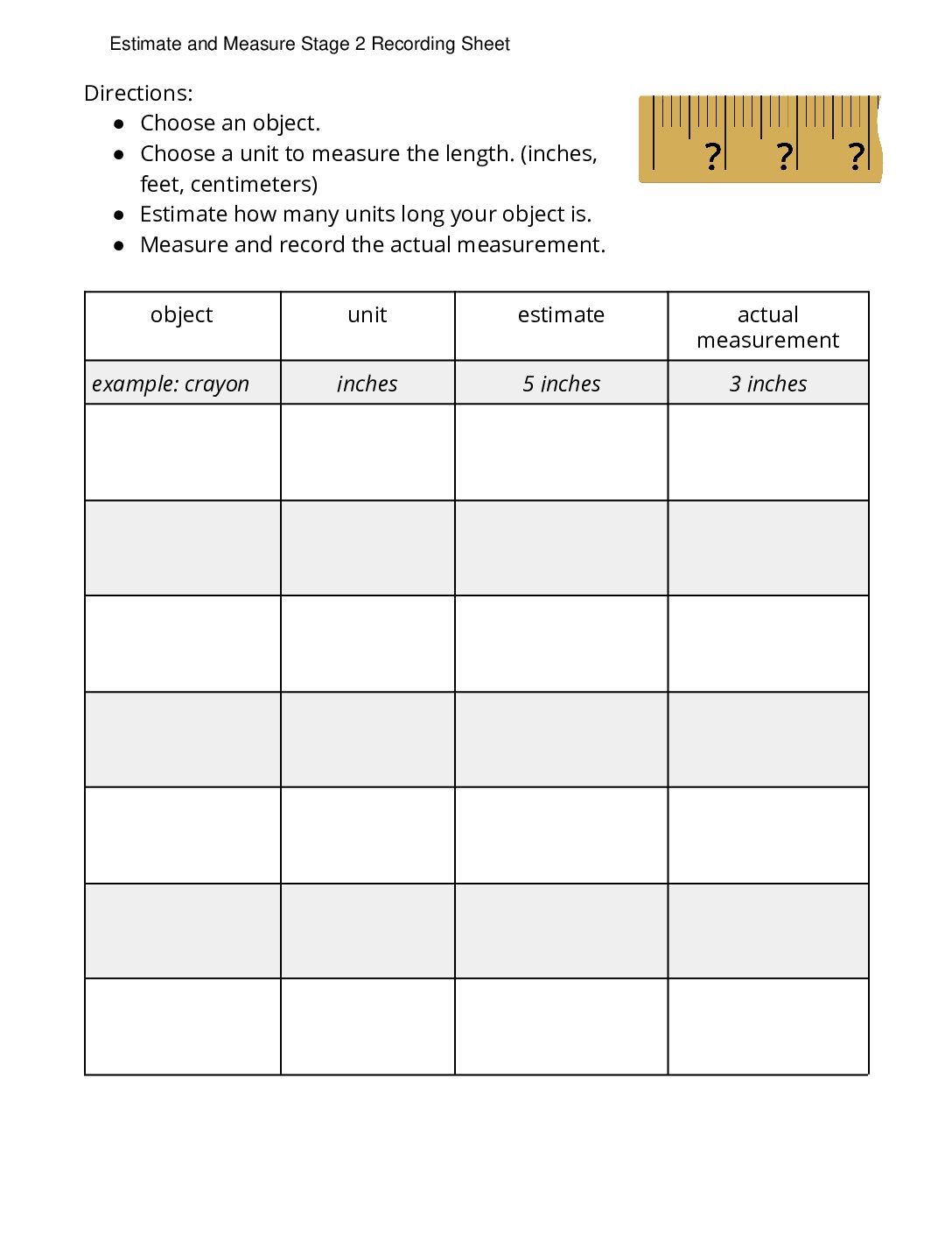 Center-Estimate-And-Measure-1-4-Stage-2-Centimeters-And-İnches-Estimate-And-Measure-Stage-2-Recording-Sheet