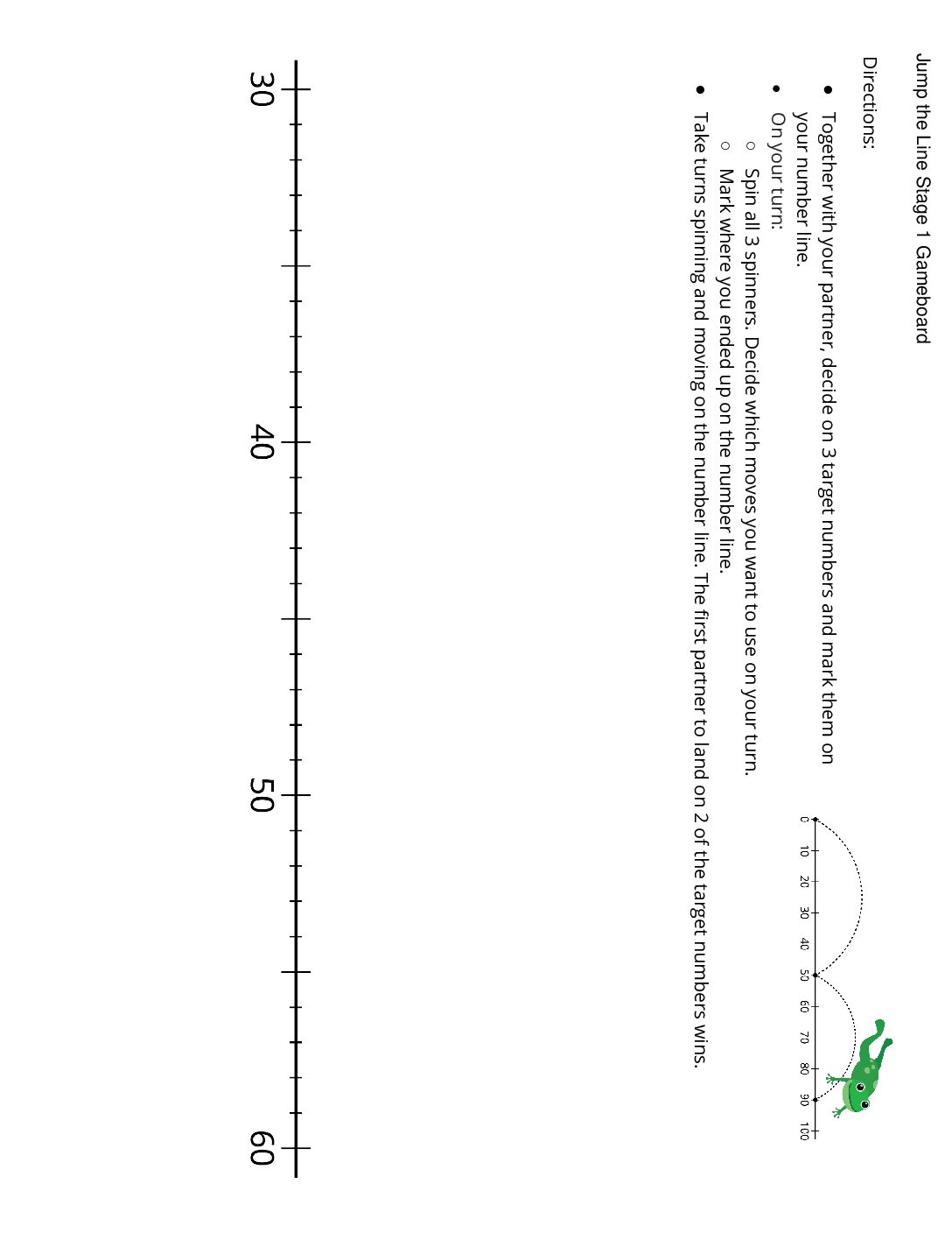 Center Jump The Line 2 5 Stage 1 Add And Subtract Within 100 Jump The Line Stage 1 Gameboard