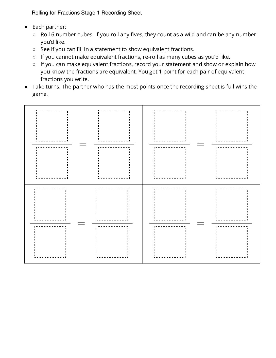 Center-Rolling-For-Fractions-3-5-Stage-1-Equivalent-Fractions-Rolling-For-Fractions-Stage-1-Recording-Sheet