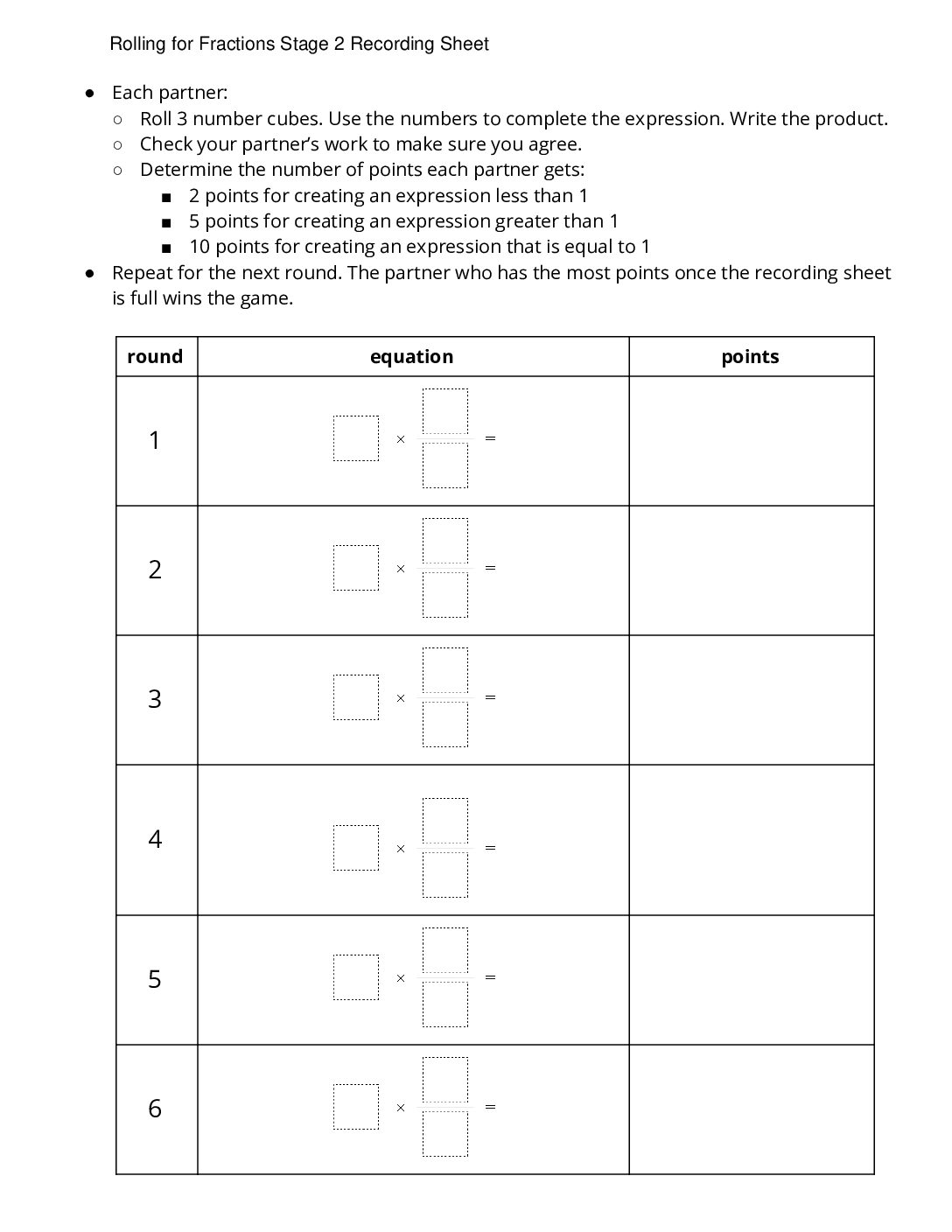 Center-Rolling-For-Fractions-3-5-Stage-2-Multiply-A-Fraction-By-A-Whole-Number-Rolling-For-Fractions-Stage-2-Recording-Sheet